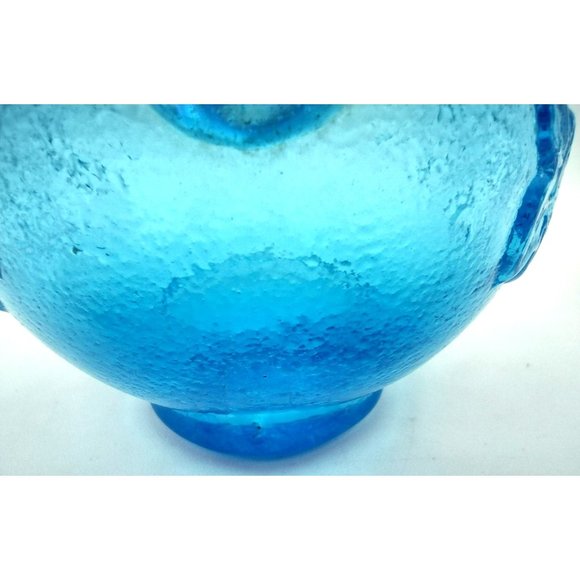 Vintage Glass Pitcher Kanawha Blue Grape Leaf Design, Charming Piece 4 Inch - Picture 6 of 12